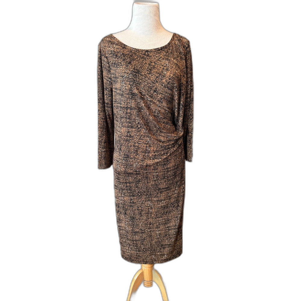 Large Talbots brown long sleeve Dress Length 39.5in Bust 19in